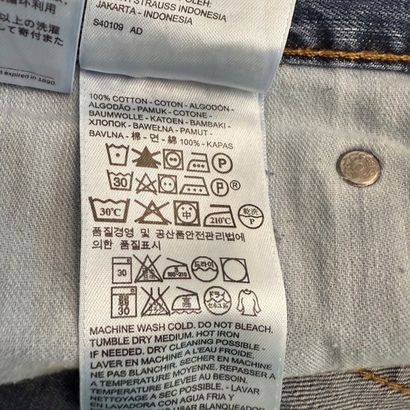 Levi Strauss‎ & Co 505 Mens Jeans W38 L34 Regular Fit Light Wash Denim Blank Tab - Picture 9 of 11